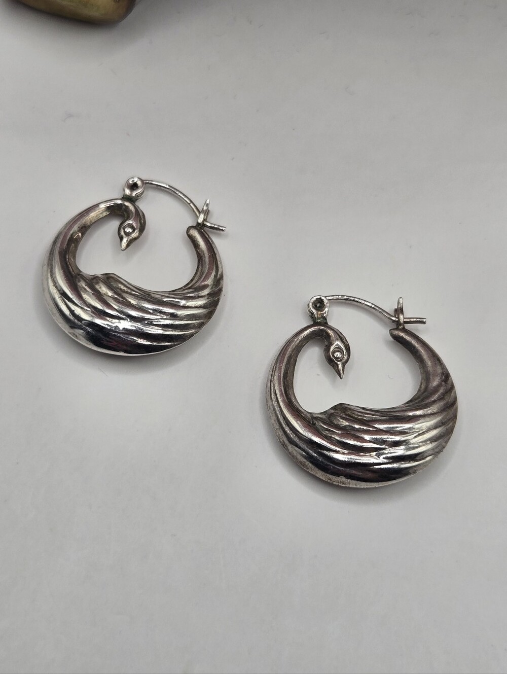 Sterling Silver Swan Hoop Earrings - Elegant Women's Jewelry